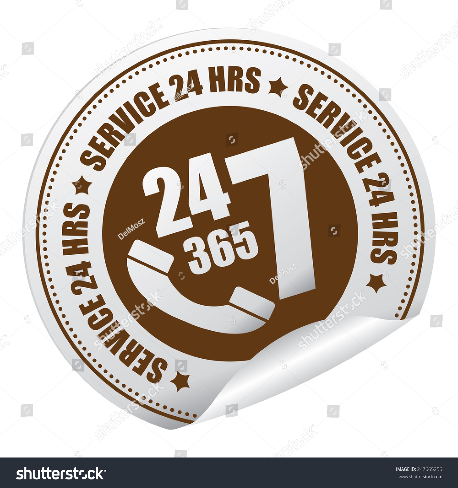Brown 24 7 365 Service 24 Hrs Or 24 Hours A Day Royalty Free Stock Photo Avopix Com