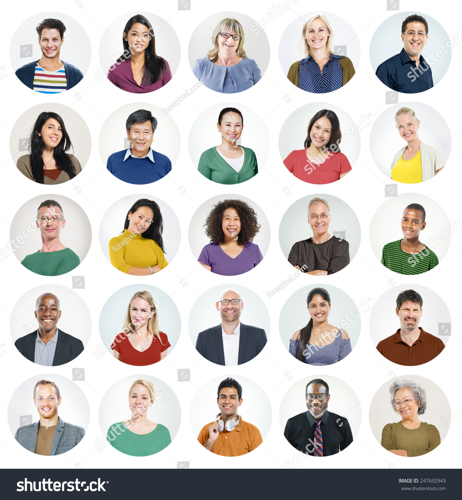 People Faces Portrait Multiethnic Cheerful Group Concept #247692943