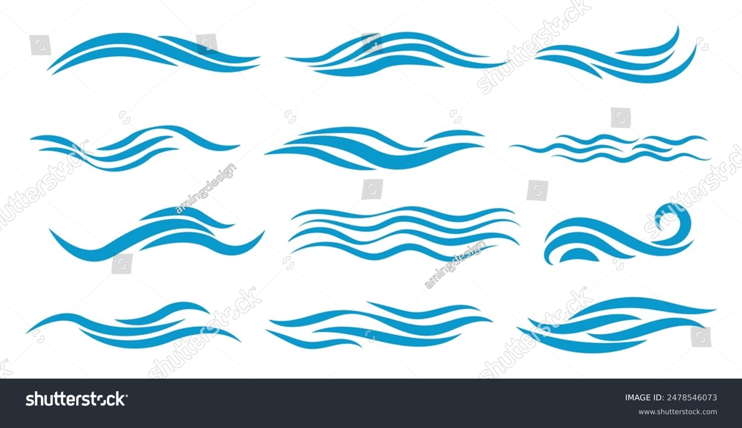 set of water waves vector illustration - Royalty Free Stock Vector ...