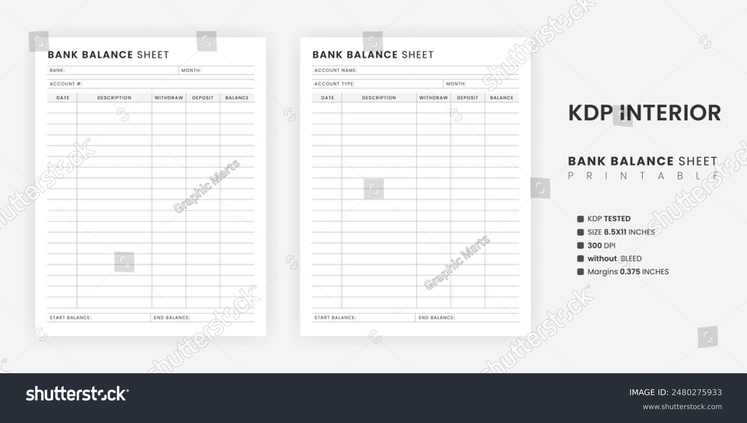 Bank Balance Sheet Printable Template, Bank - Royalty Free Stock Vector ...