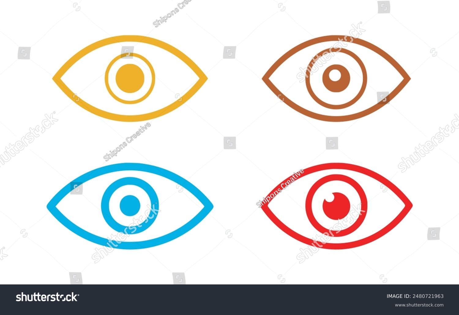 Set of Eye icons. Vector illustration in flat - Royalty Free Stock ...