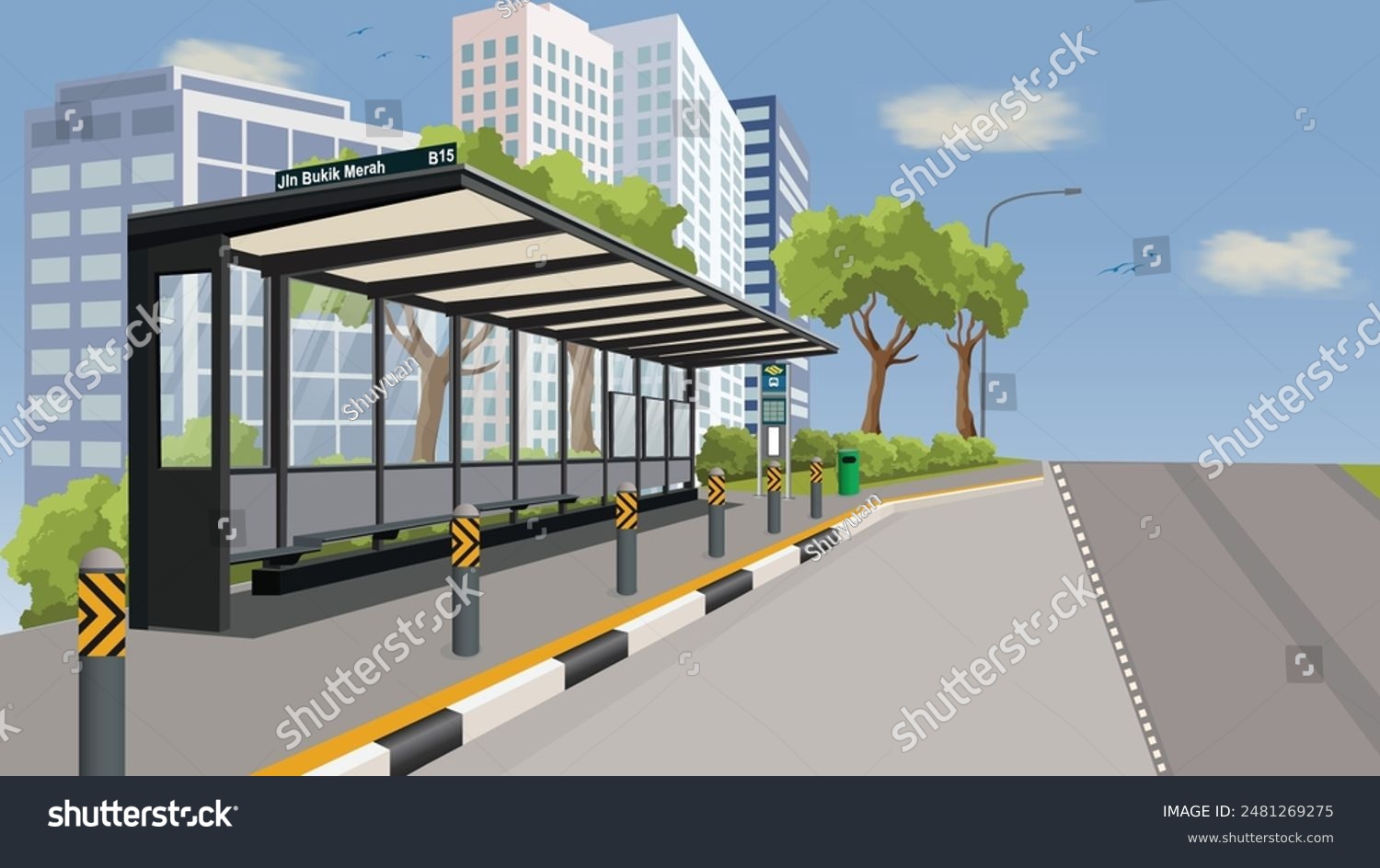 Singapore Bus-stop vector design, ergonomic - Royalty Free Stock Vector ...