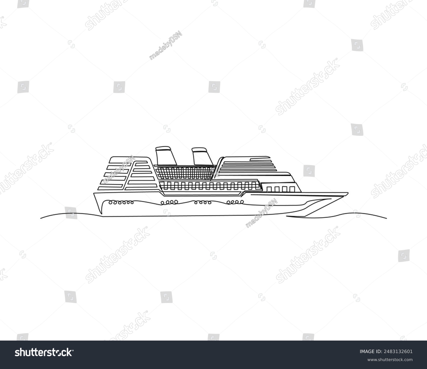 Continuous one line drawing of sailing cruise - Royalty Free Stock ...