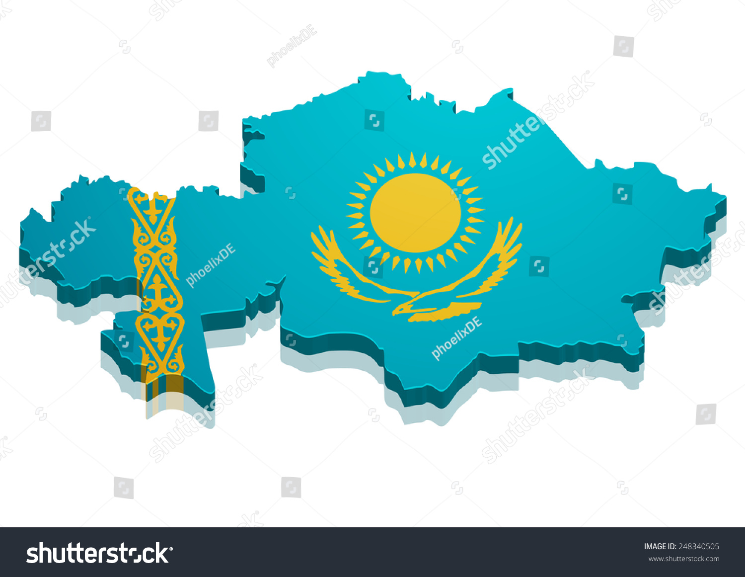 detailed illustration of a map of Kazahkstan - Royalty Free Stock ...