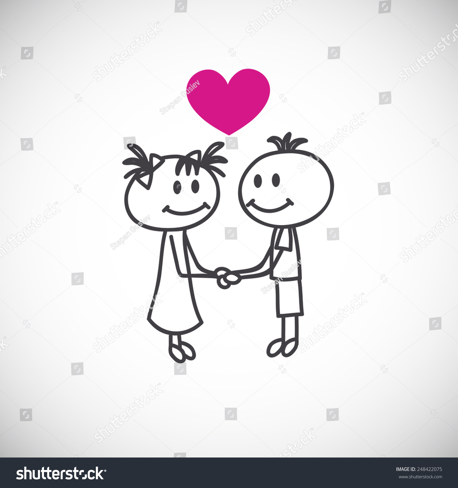 Boy And Girl Holding Hands Cartoon Doodle Royalty Free Stock Vector Avopix Com