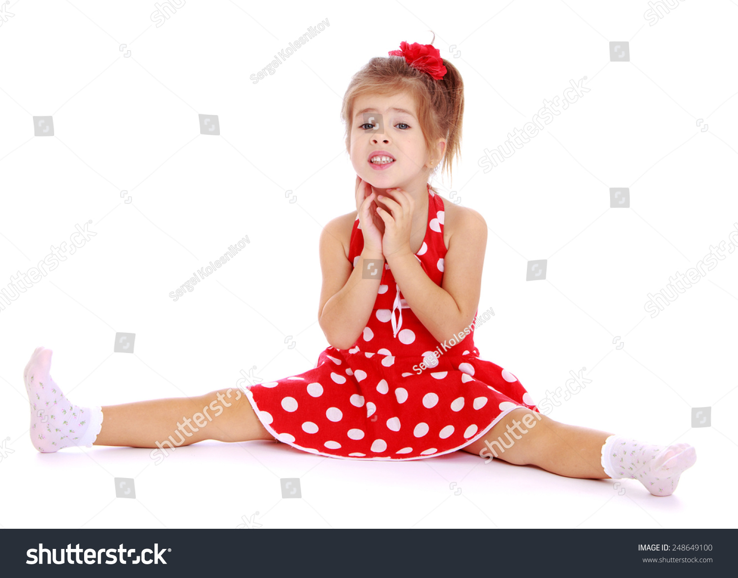 Beautiful Little Girl Sitting Legs Spread Wide Stock Photo | Adobe Stock