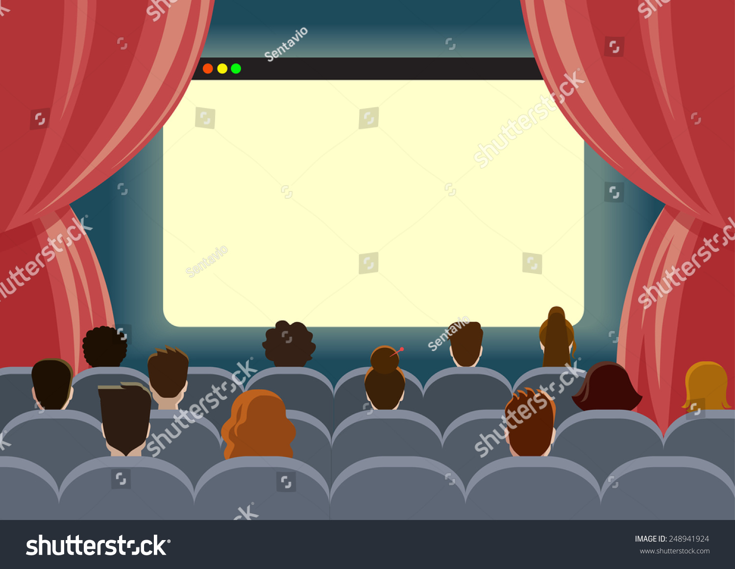 Download Online Cinema Watch Movie Theater Empty Screen Royalty Free Stock Vector 248941924 Avopix Com