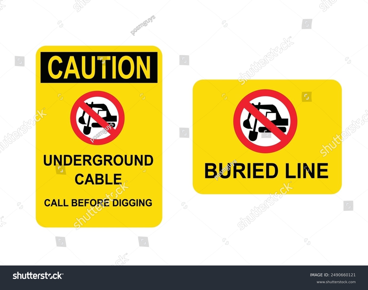 Caution underground cable sign with symbol. - Royalty Free Stock Vector ...