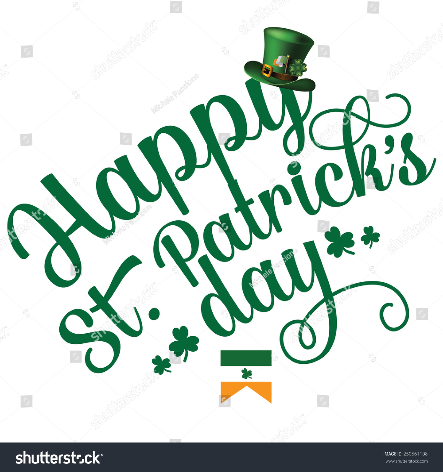 Happy St PatrickÃ¢Â?Â?s Day cheerful text design royalty free stock illustration  perfect for ads, poster, flier, signage, promotion, greeting card, blog #250561108