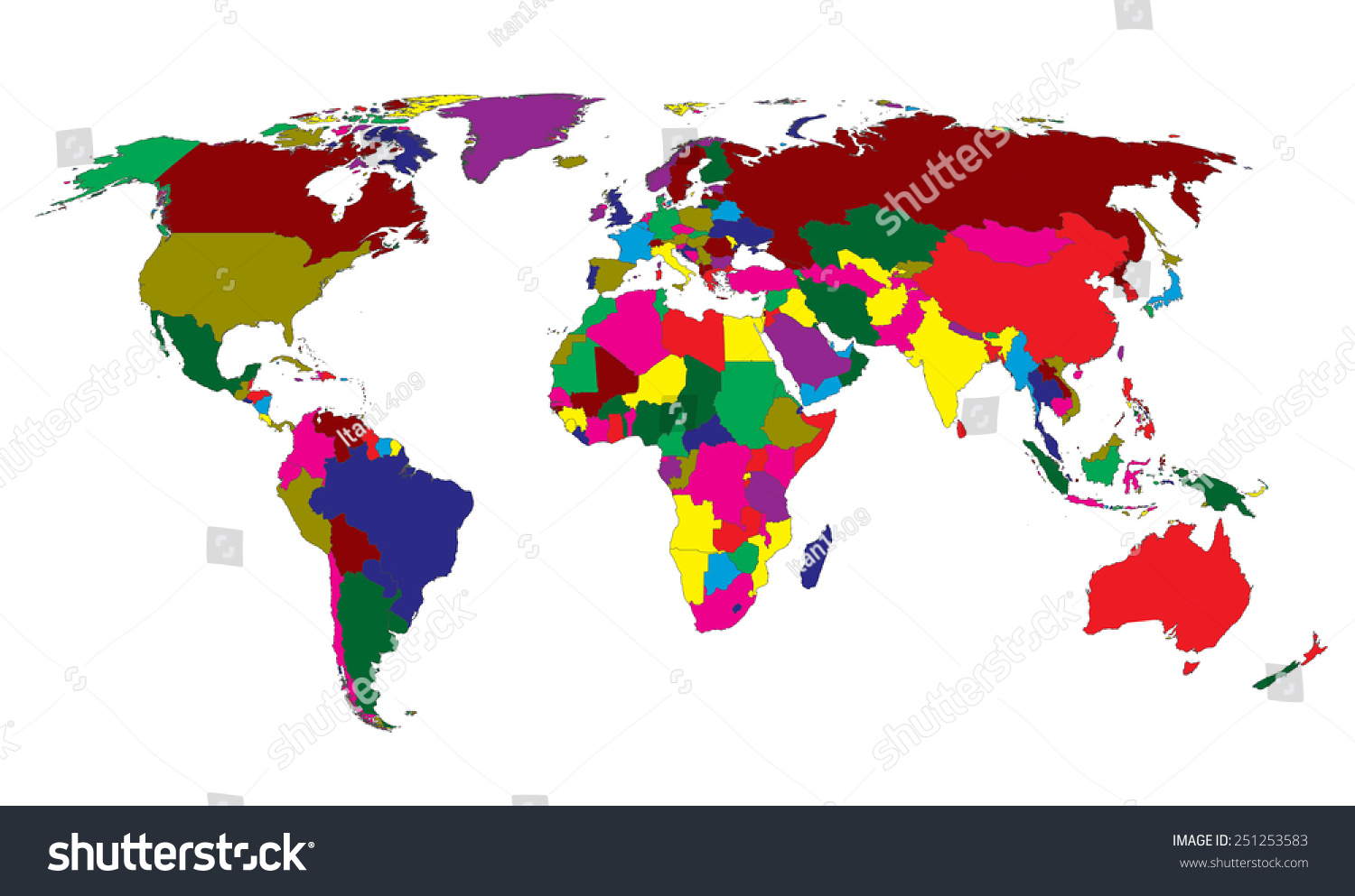 World map with colorful countries Atlas - Vector - Royalty Free Stock ...