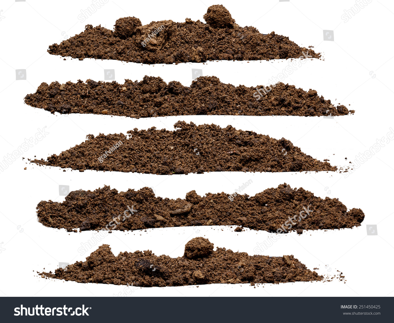 Set pile of soil isolated on white background #251450425
