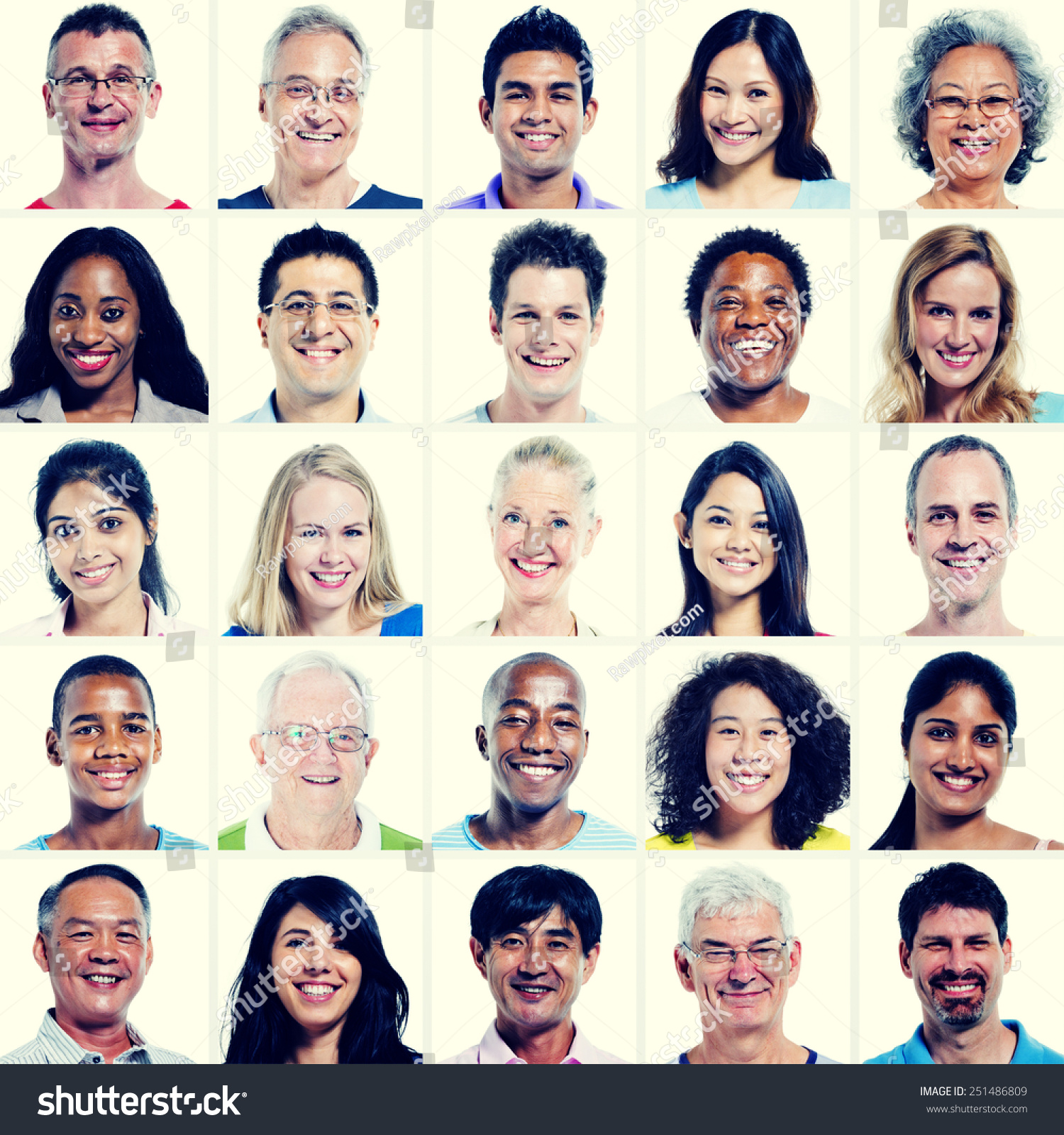 Protrait of Group Diversity People Community Happiness Concept #251486809