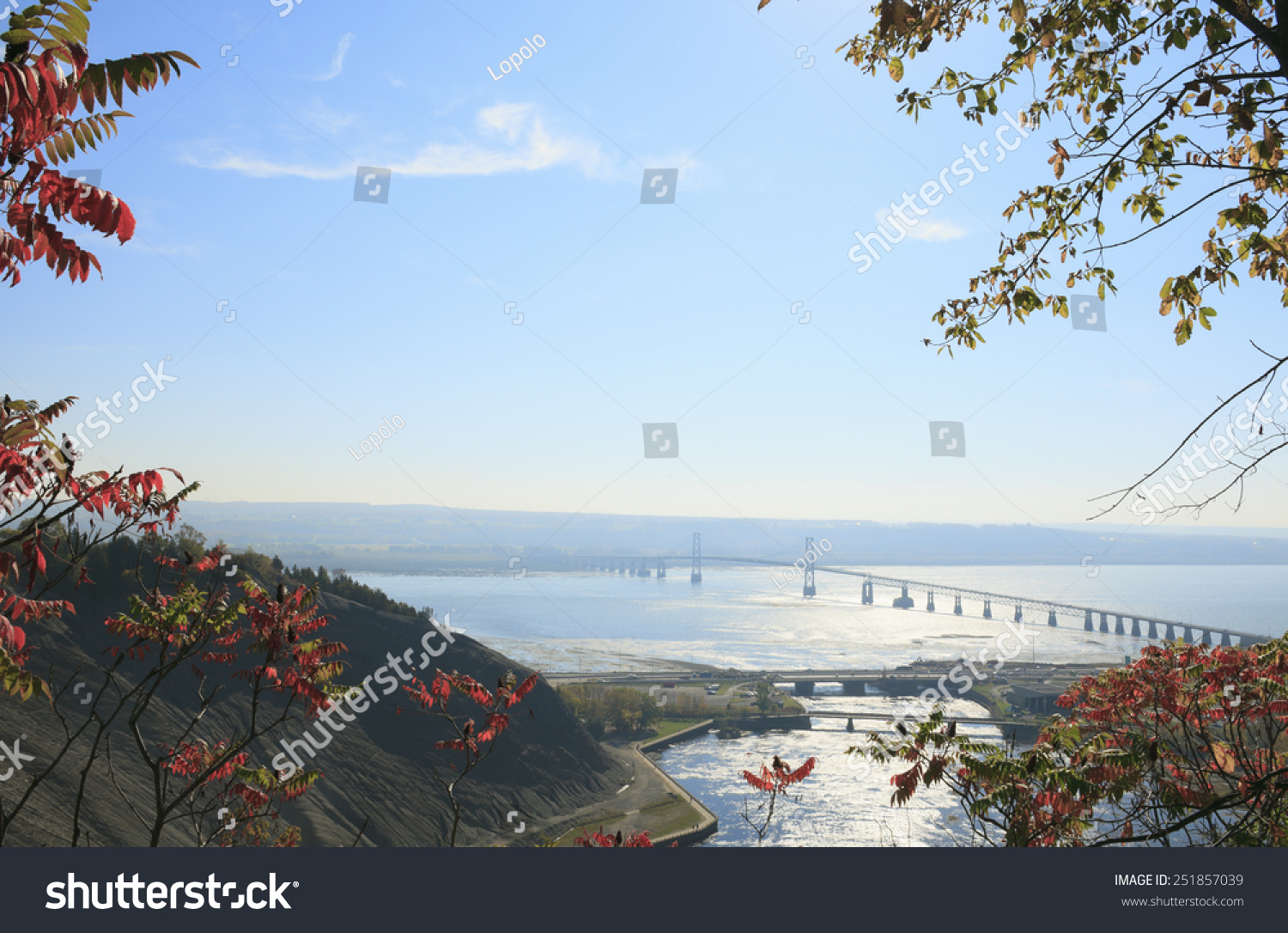 Bridge across a river, Saint Lawrence River, Quebec, Canada #251857039