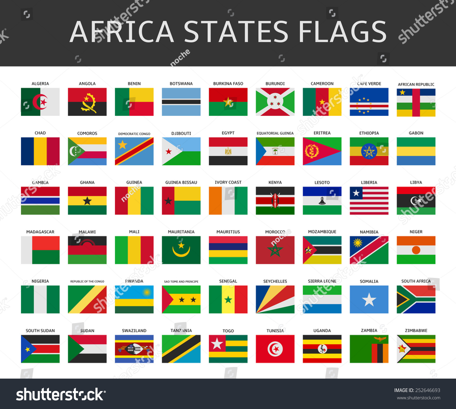 flag of africa states vector set - Royalty Free Stock Vector 252646693 ...