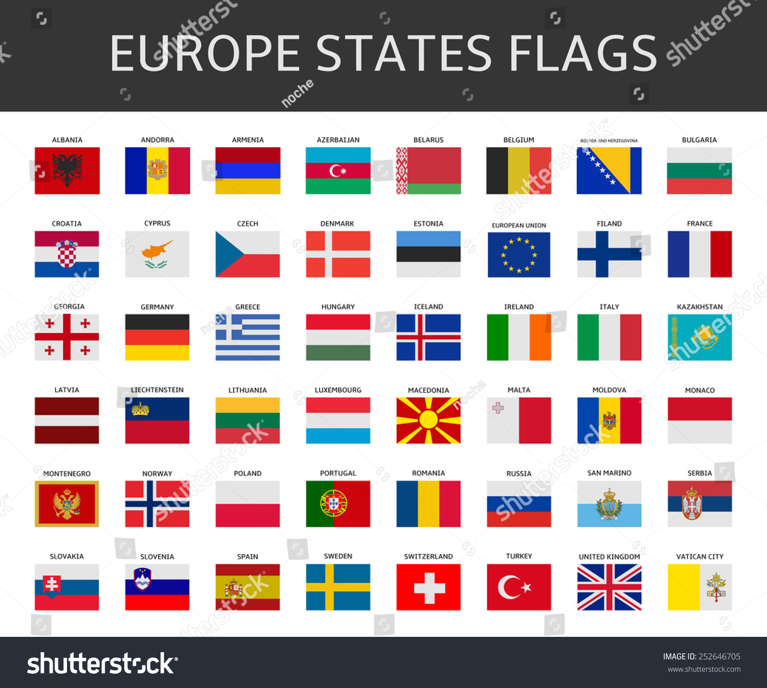 flag of europe states vector set - Royalty Free Stock Vector 252646705 ...