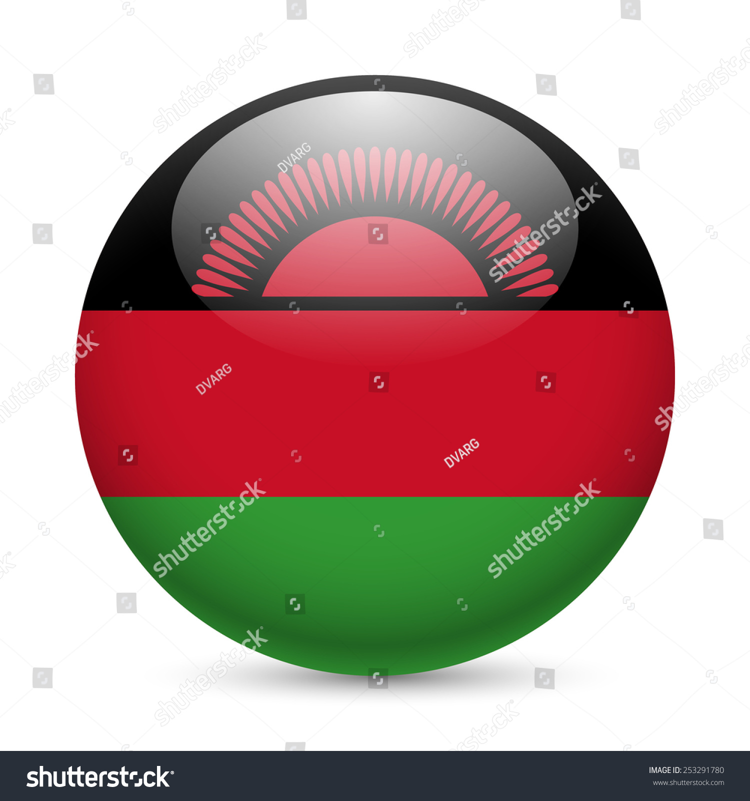 Raster version. Flag of Malawi as round glossy - Royalty Free Stock ...