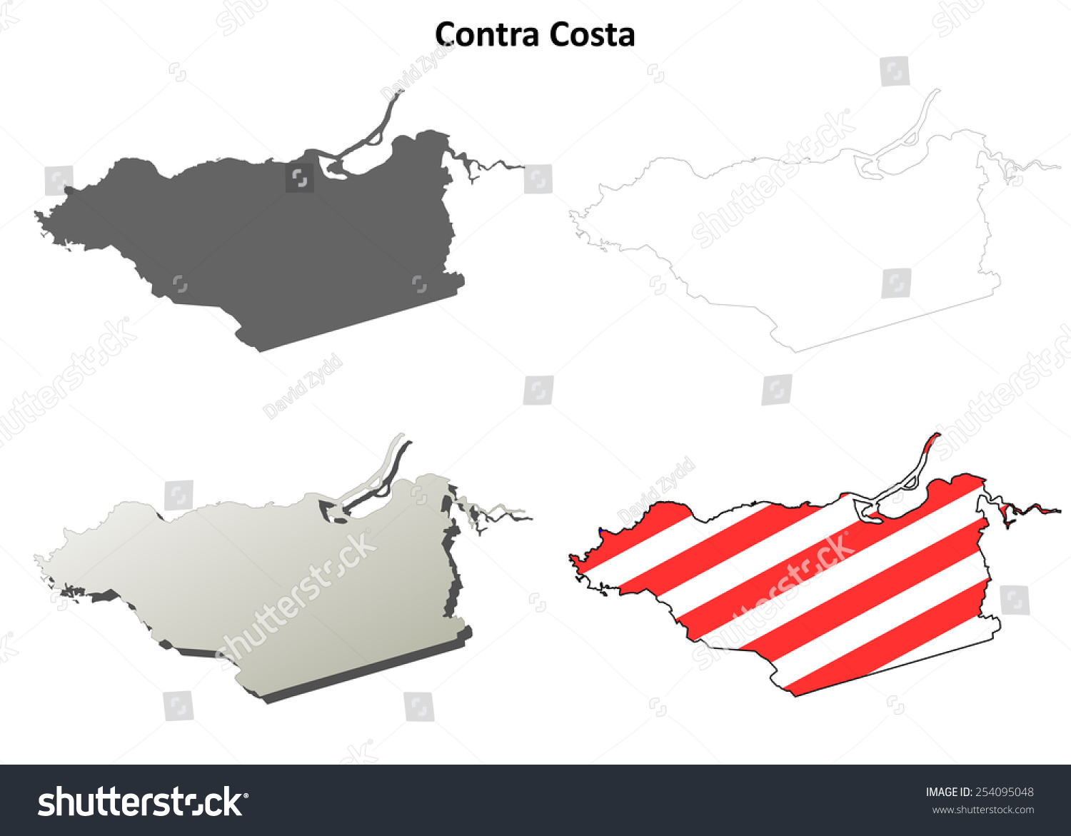 Contra Costa County (California) outline map set #254095048