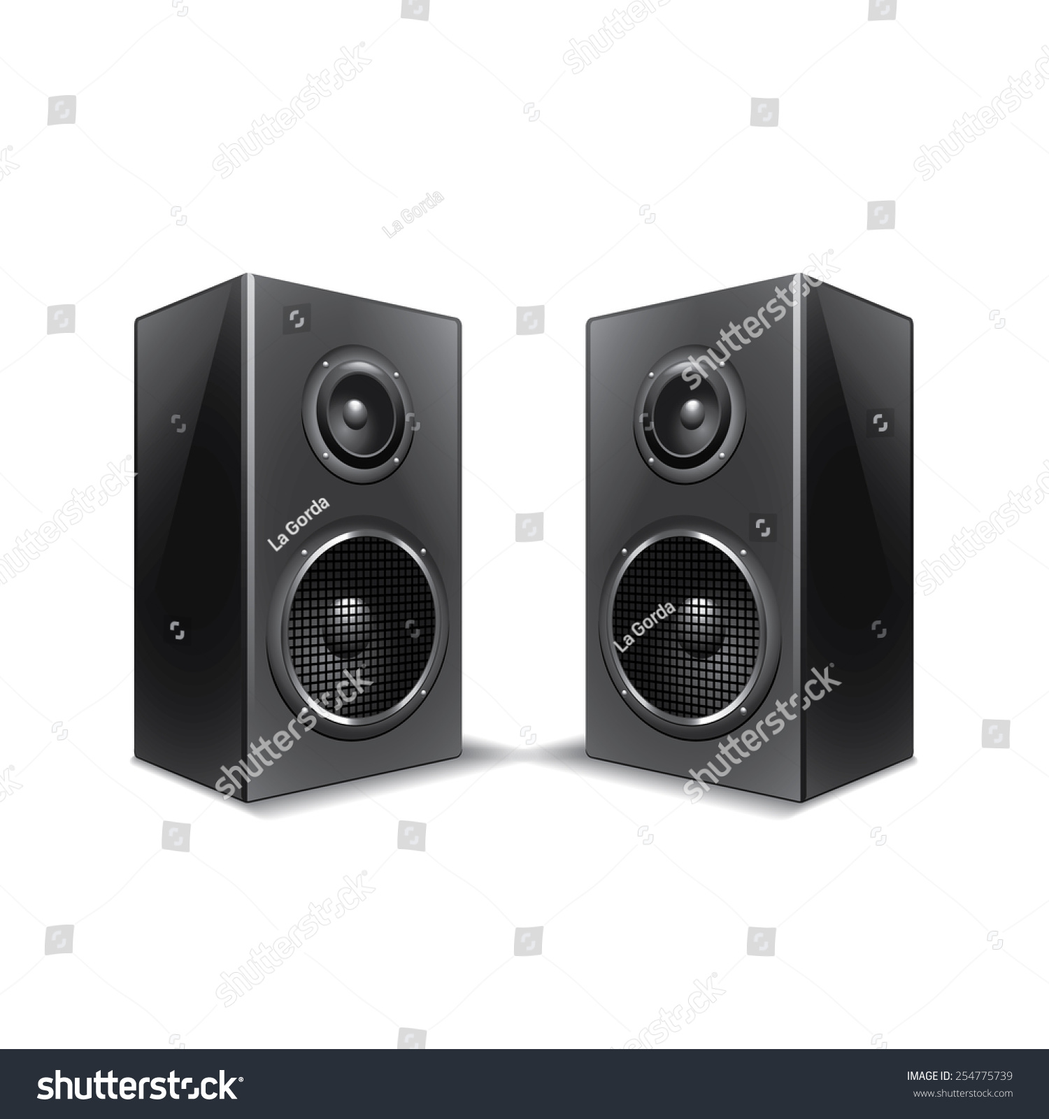 Speakers isolated on white photo-realistic vector illustration #254775739