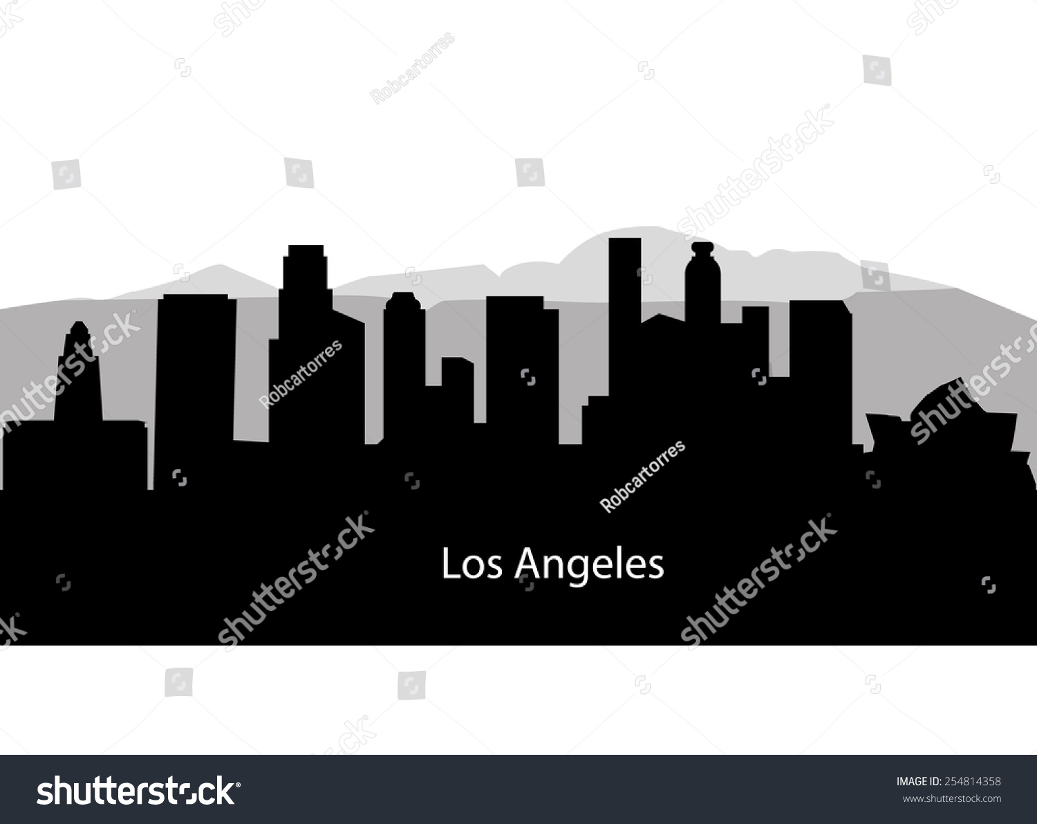 Los Angeles city silhouette - Royalty Free Stock Vector 254814358 ...