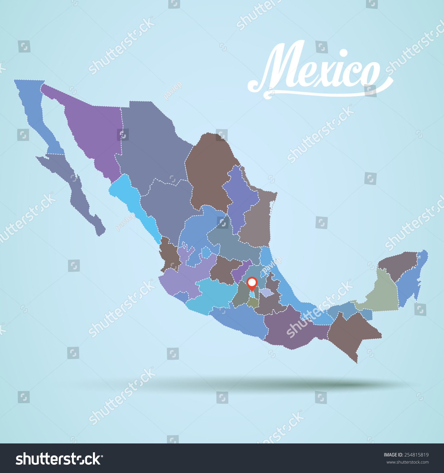 Vector mexico map detailed - Royalty Free Stock Vector 254815819 