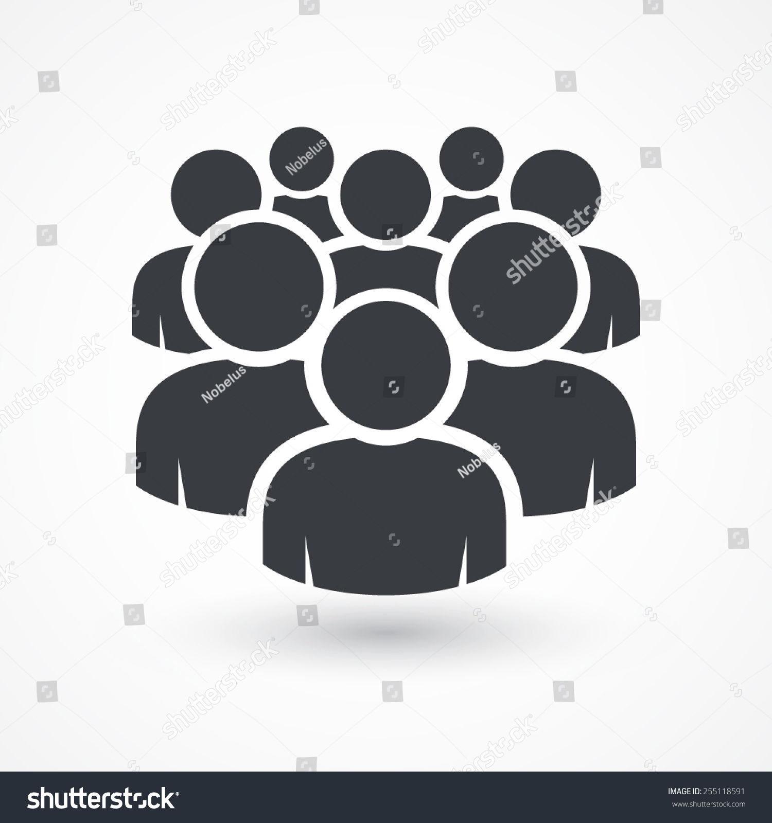 Illustration of crowd of people icon silhouettes vector. Social icon. Flat style design. User group network. Corporate team group. Community member icon. Business team work activity. Staff unity icon  #255118591