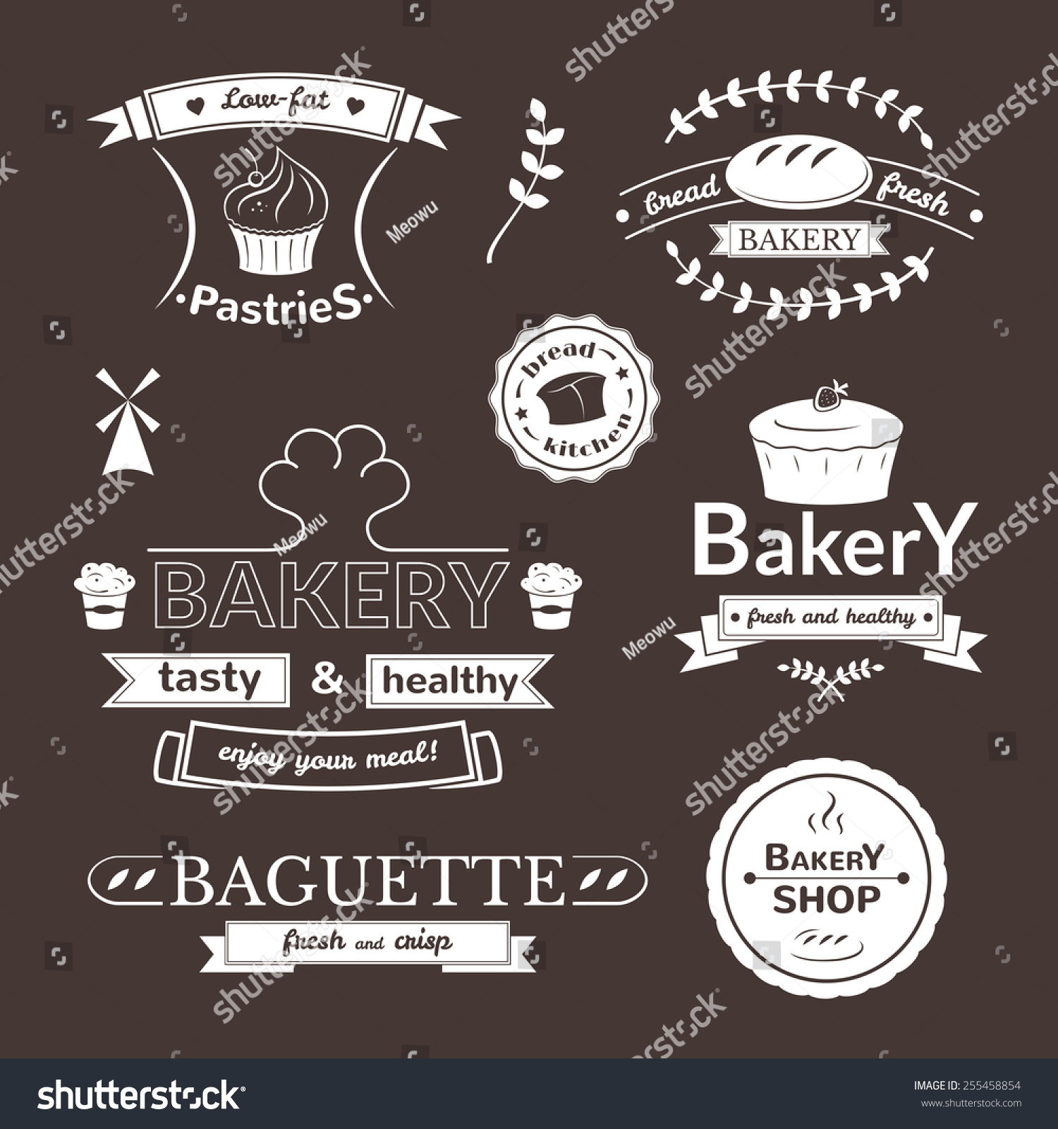 Bakery signs set, retro typography, pastries - Royalty Free Stock ...