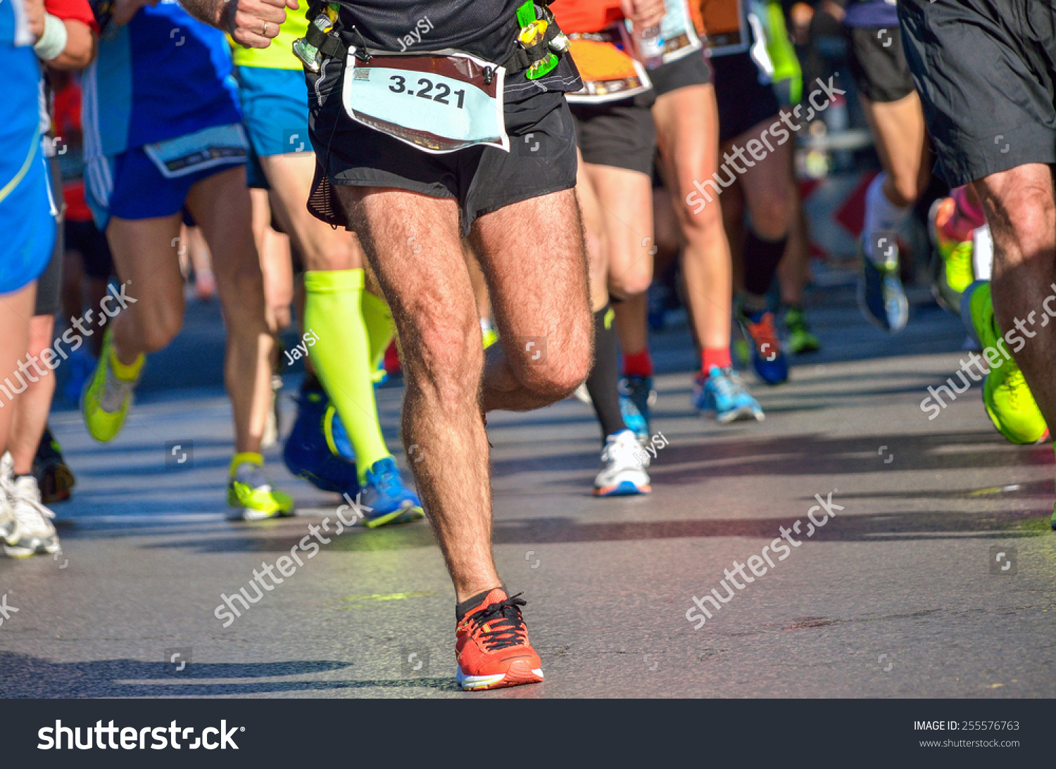 Marathon running race, people feet on road, sport, fitness and healthy lifestyle concept
 #255576763