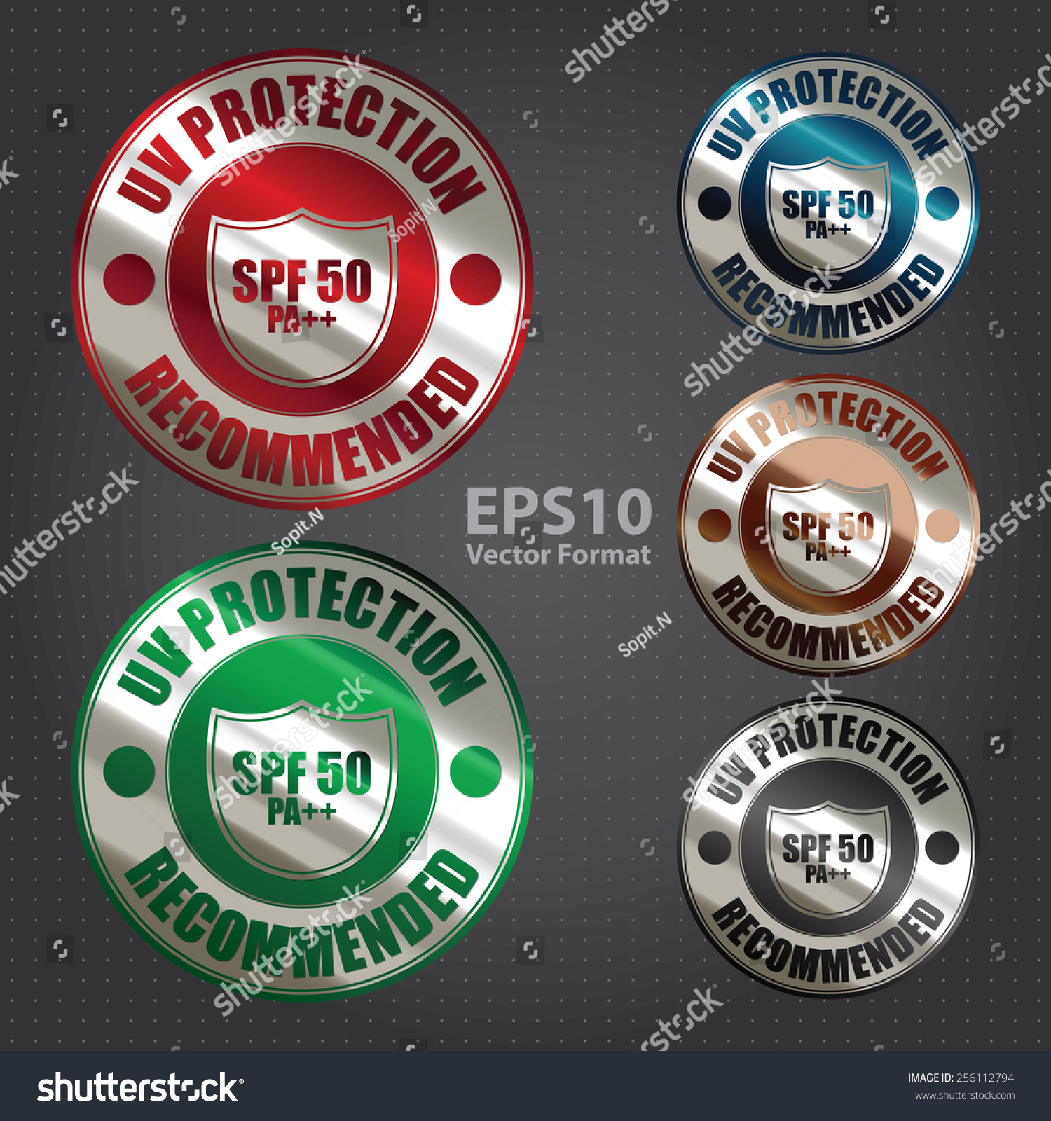 vector : silver metallic spf 50 pa++ uv - Royalty Free Stock Vector ...