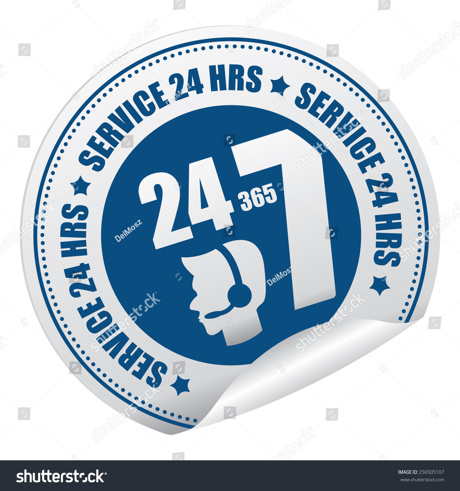 Blue 24 365 7 Service 24 Hrs Call Center Sticker Royalty Free Stock Photo Avopix Com