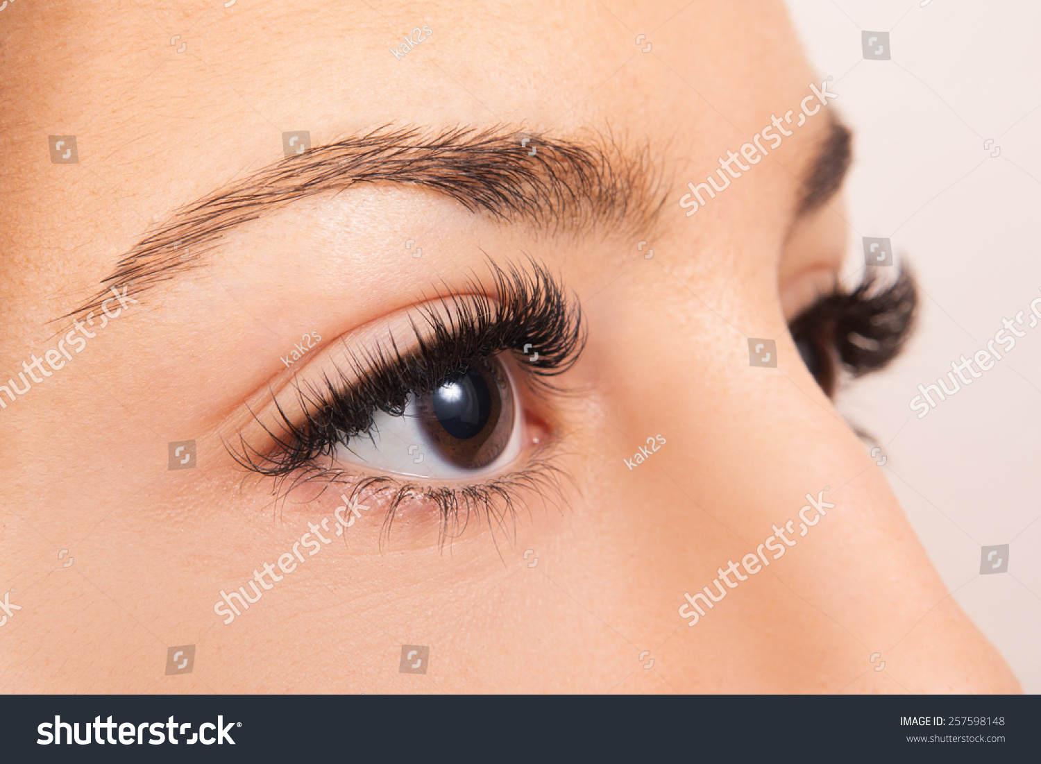 Close up of a females brown eyes #257598148