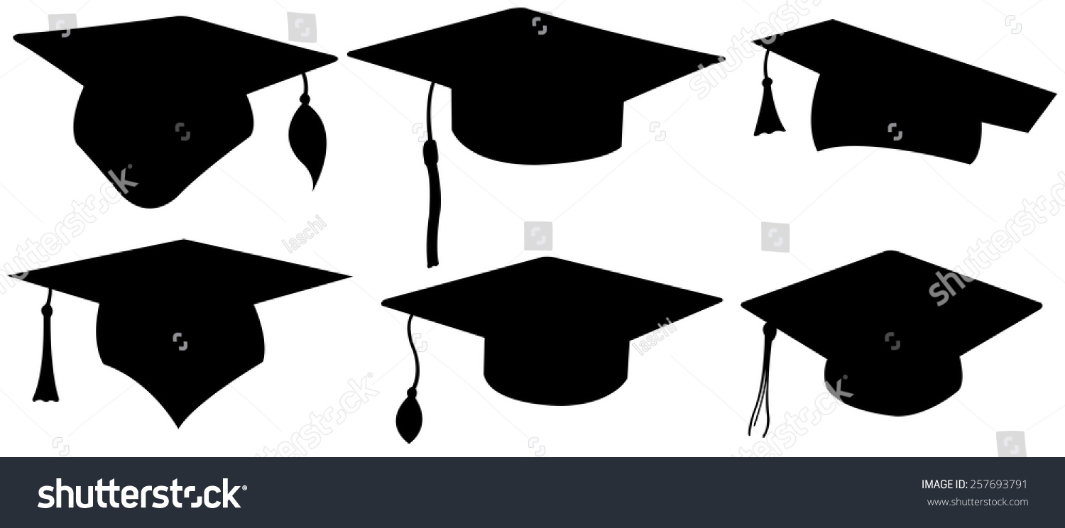 set of different graduation hats - Royalty Free Stock Vector 257693791 ...