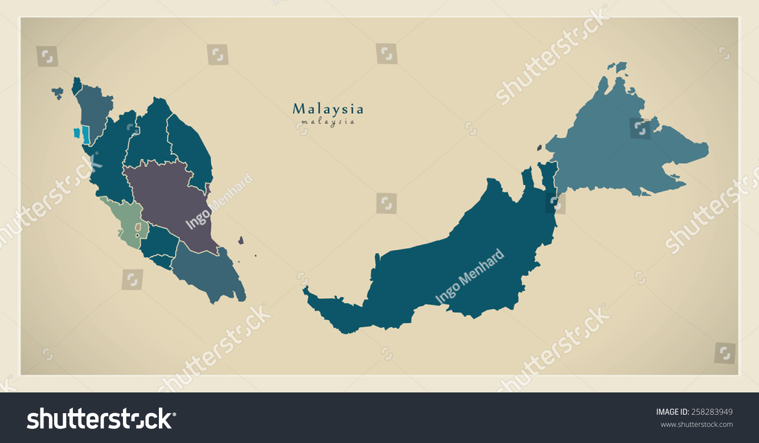 Modern Map - Malaysia with federal states MY - Royalty Free Stock ...