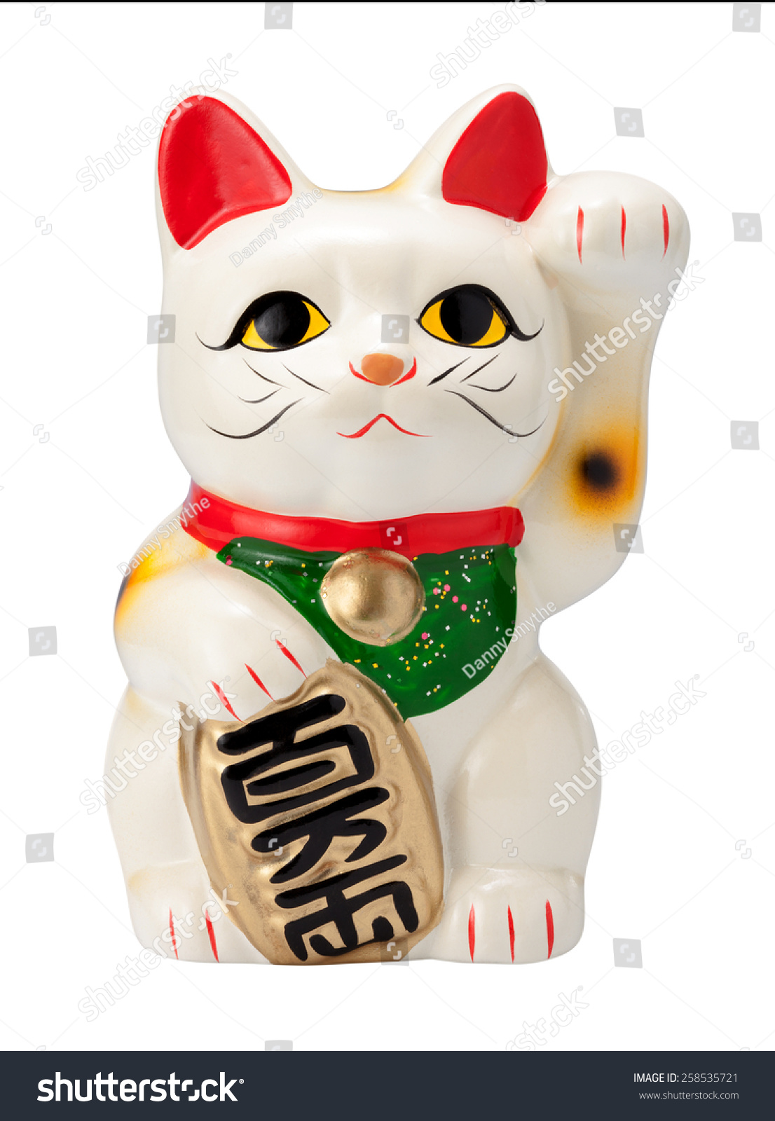 Antique Neko Cat isolated on white, with a clipping path. #258535721