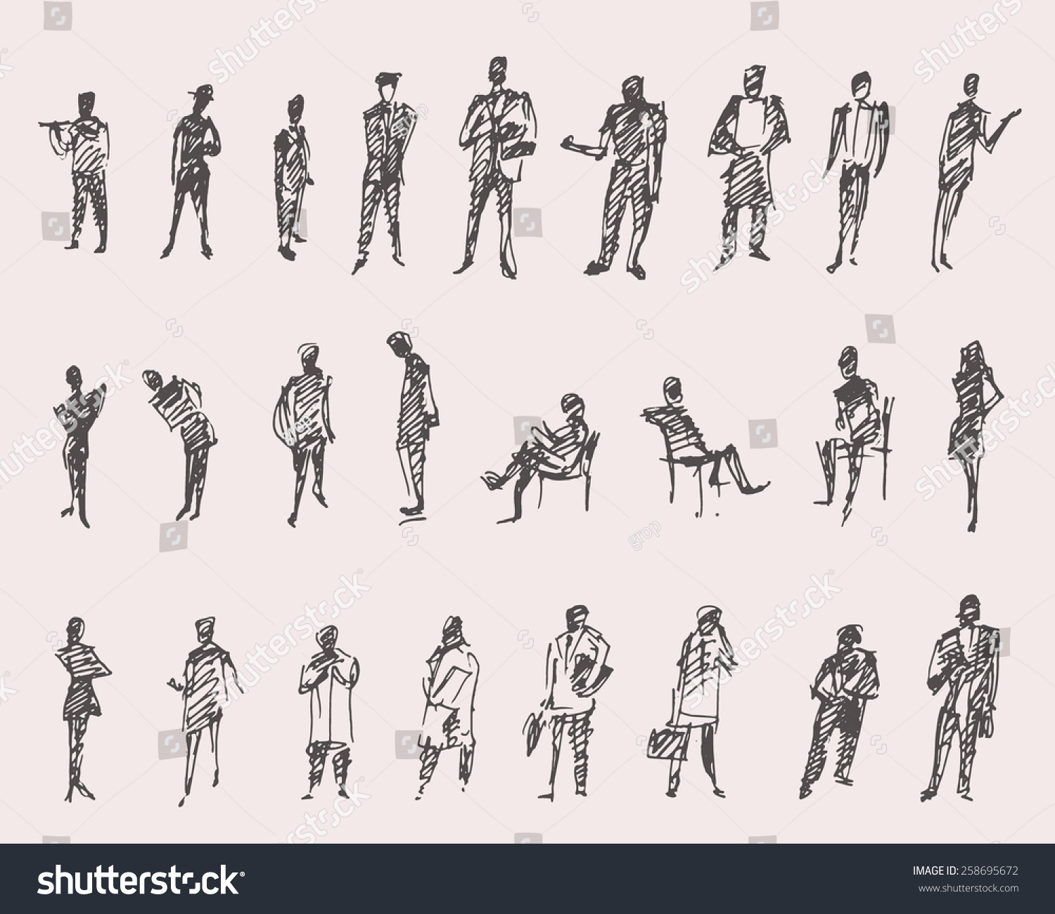 People sketch, vector Illustration, hand drawing - Royalty Free Stock ...