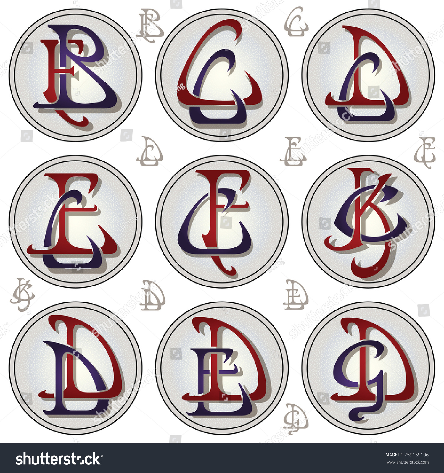 Vector set of interlocking letters for - Royalty Free Stock Vector ...