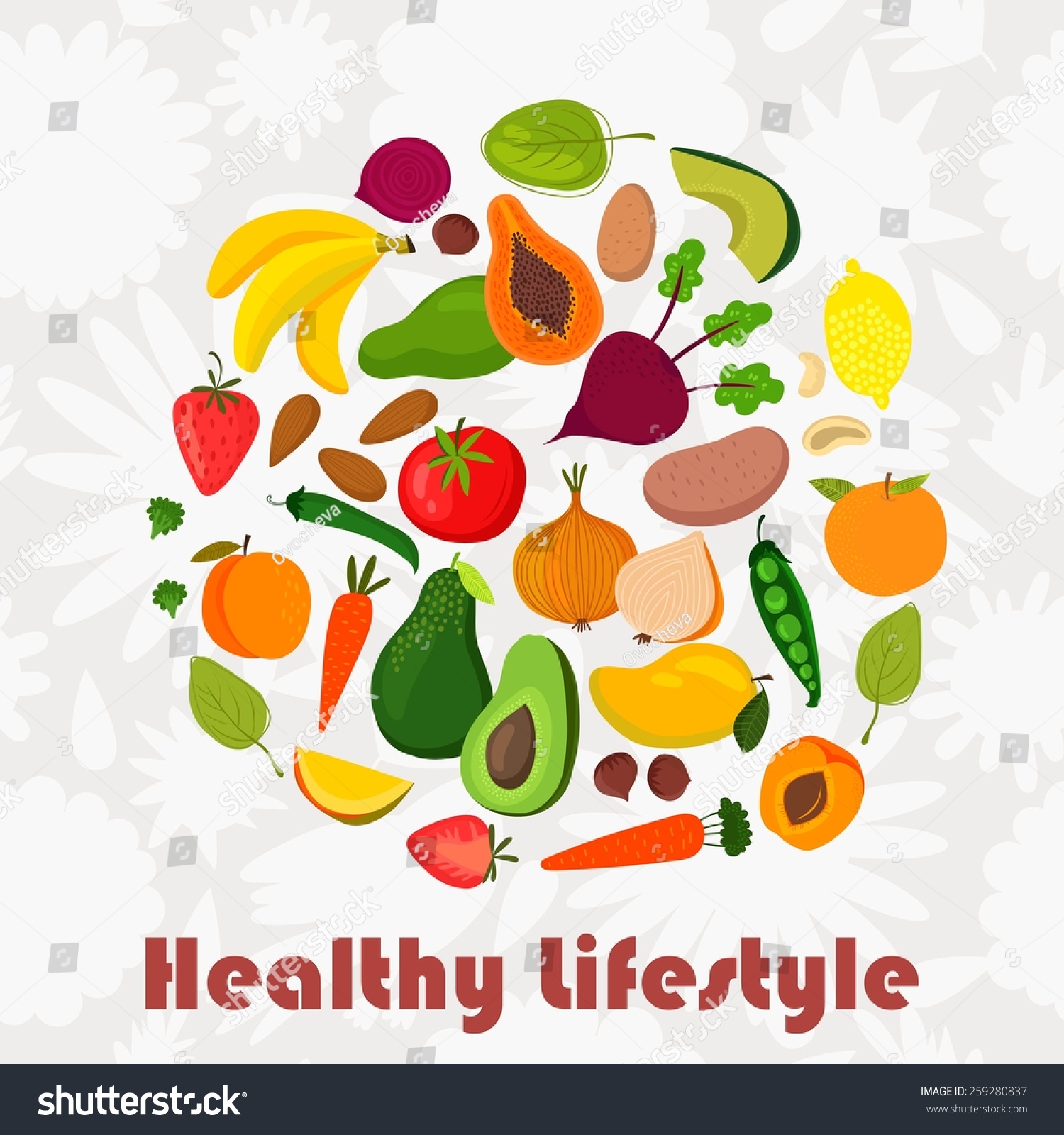 Healthy Lifestyle-vector circle made of fruits - Royalty Free Stock ...