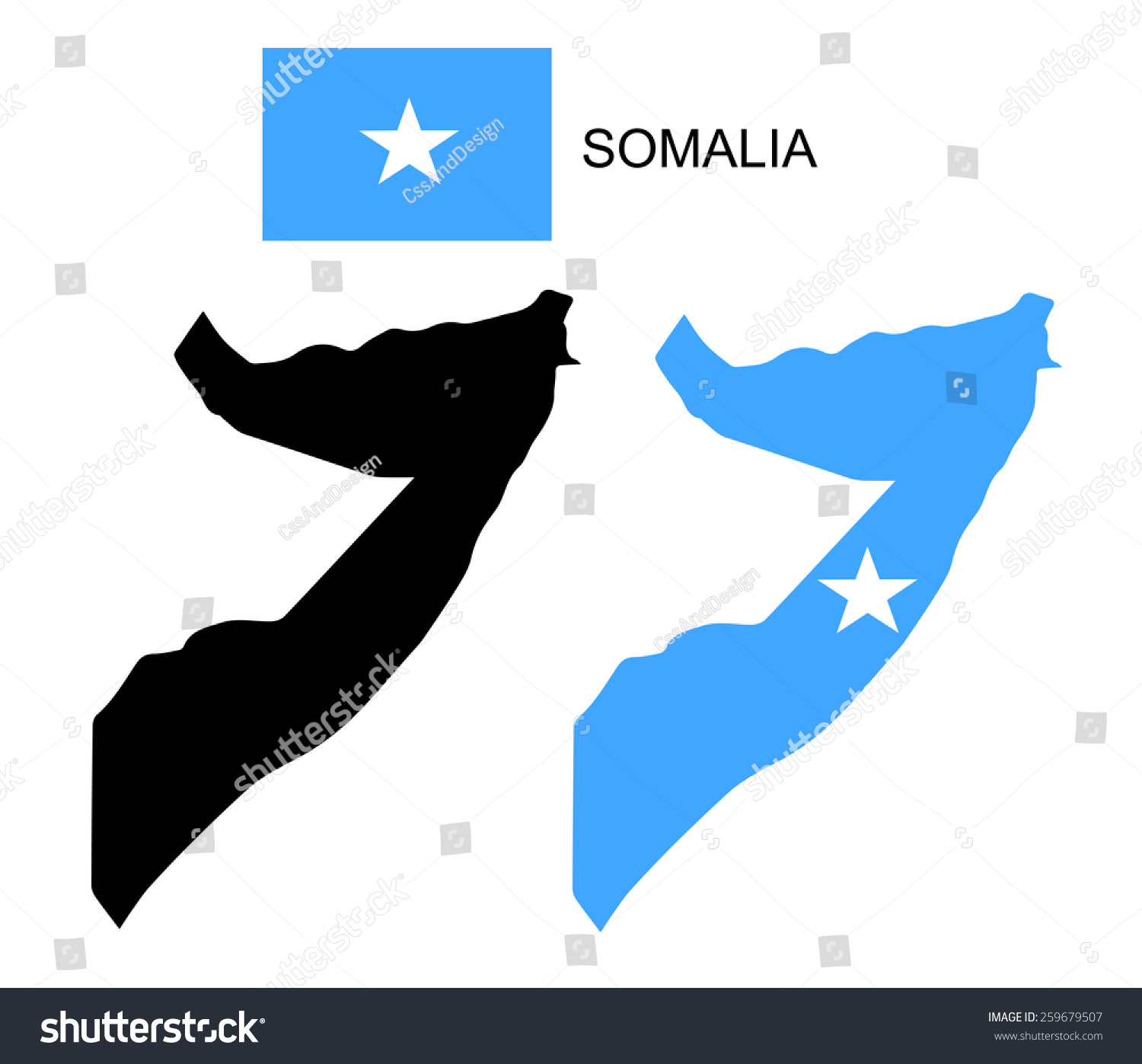 Somalia Map And Flag Vector Somalia Map Royalty Free Stock Vector 259679507 