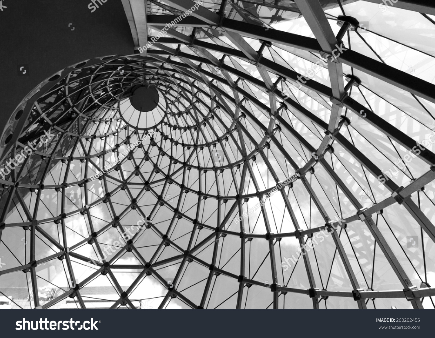 Whirl architecture rooftop in black and white #260202455