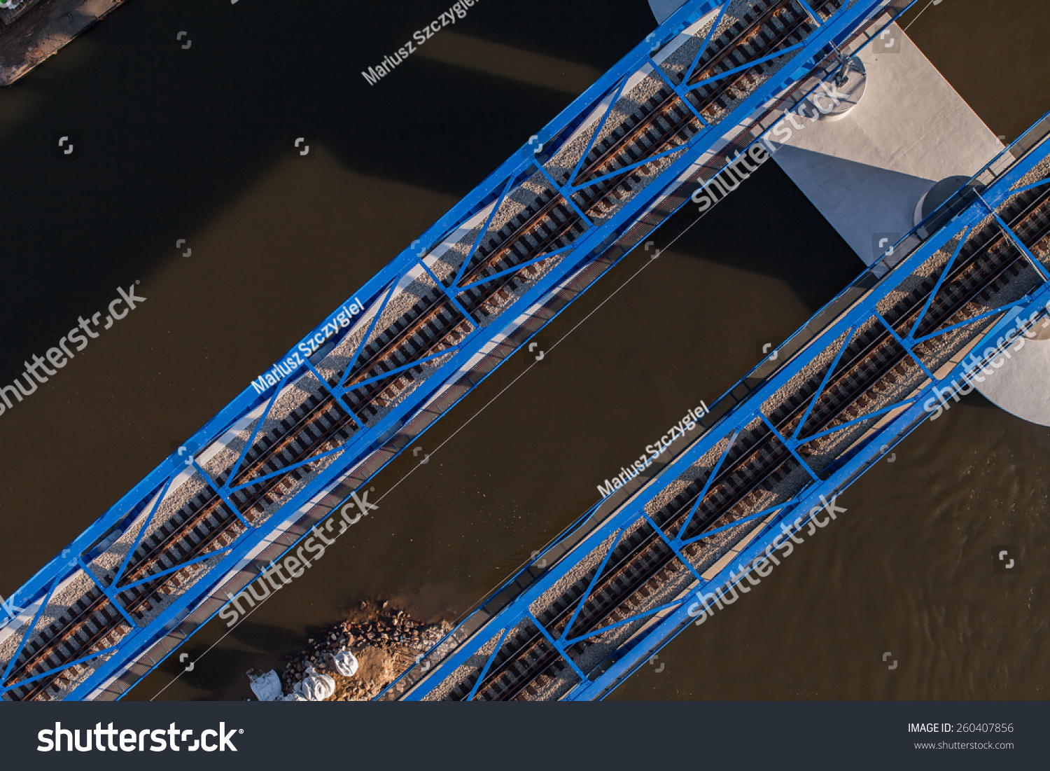 aerial view of railway bridge in Poland #260407856