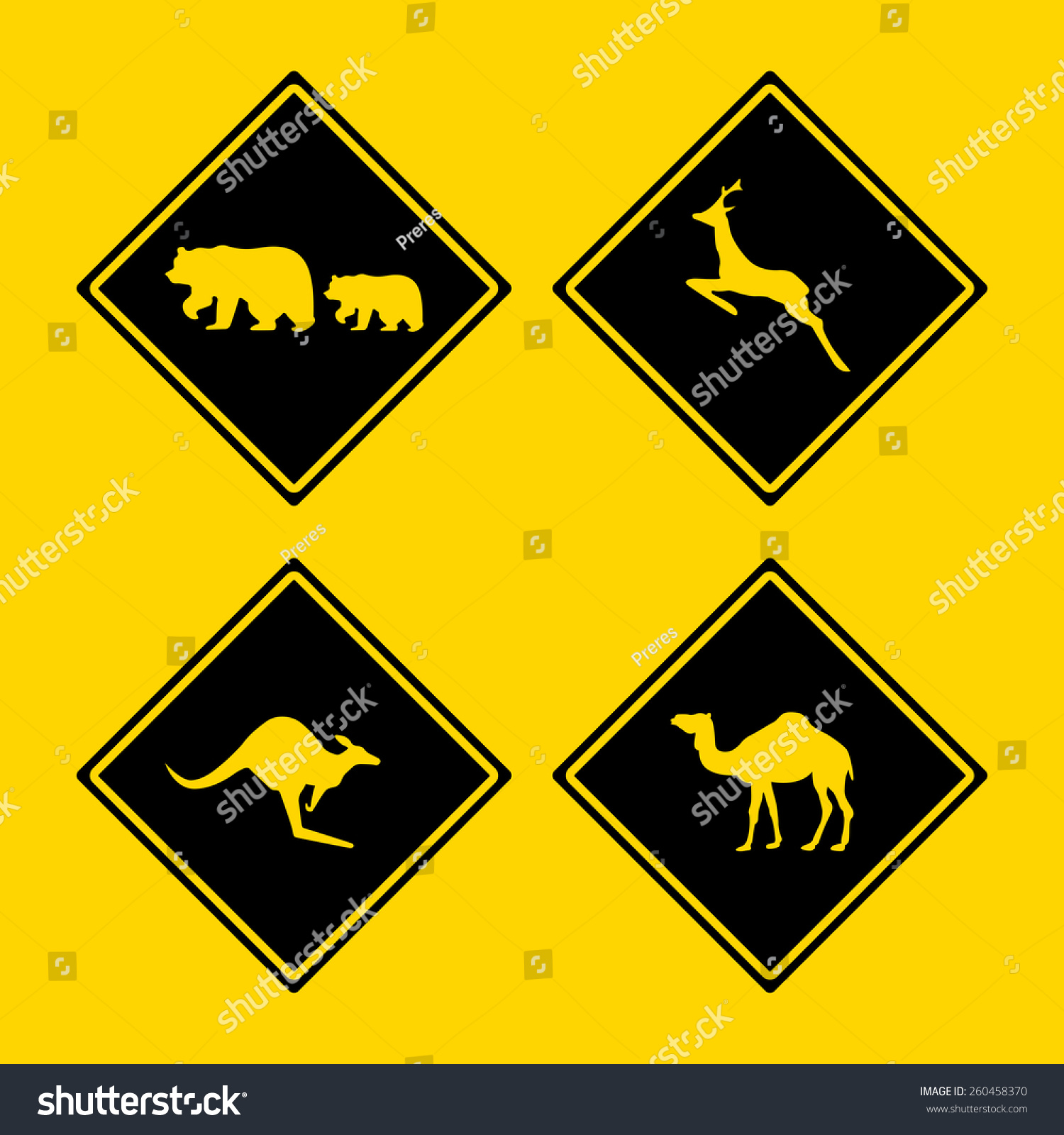 Animal traffic signs - Royalty Free Stock Vector 260458370 - Avopix.com