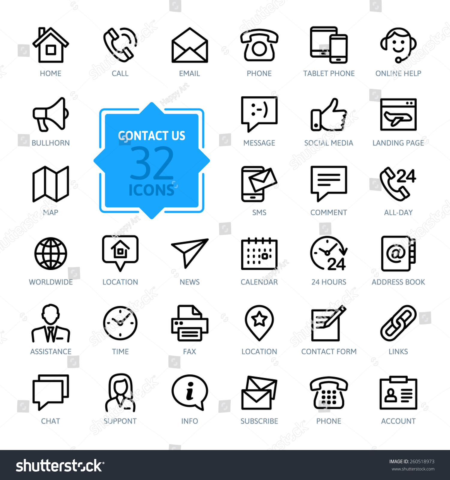 Outline web icons set - Contact us  #260518973