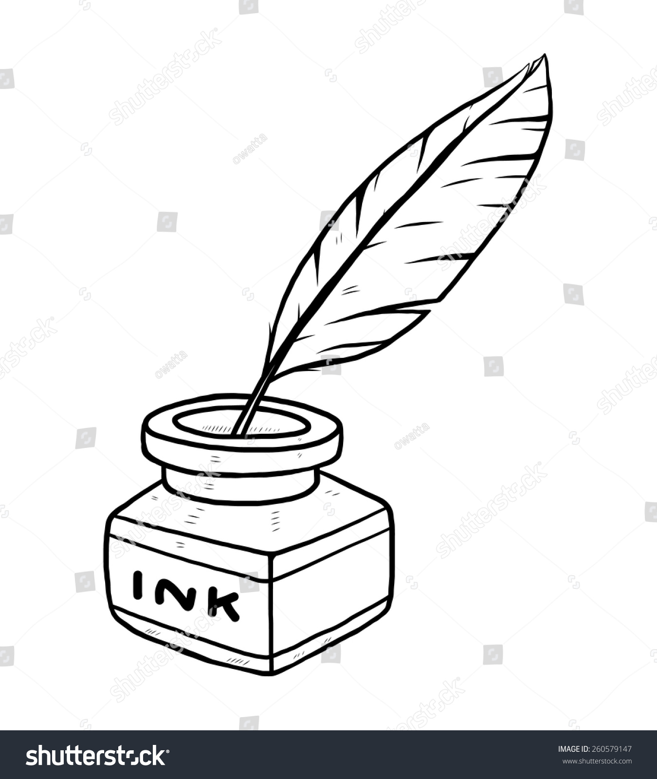 Feather Quill Ink Pen In Inkwell Stock Illustration - Download Image Now -  Fountain Pen, Pen And Ink, Feather - iStock
