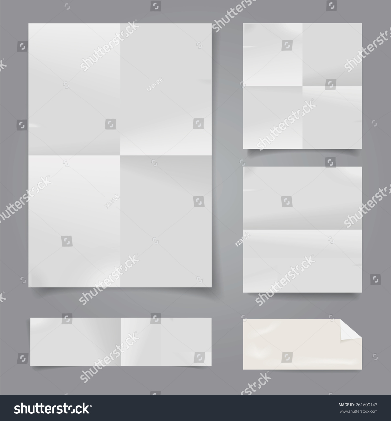 Set of vector white folded papers. #261600143