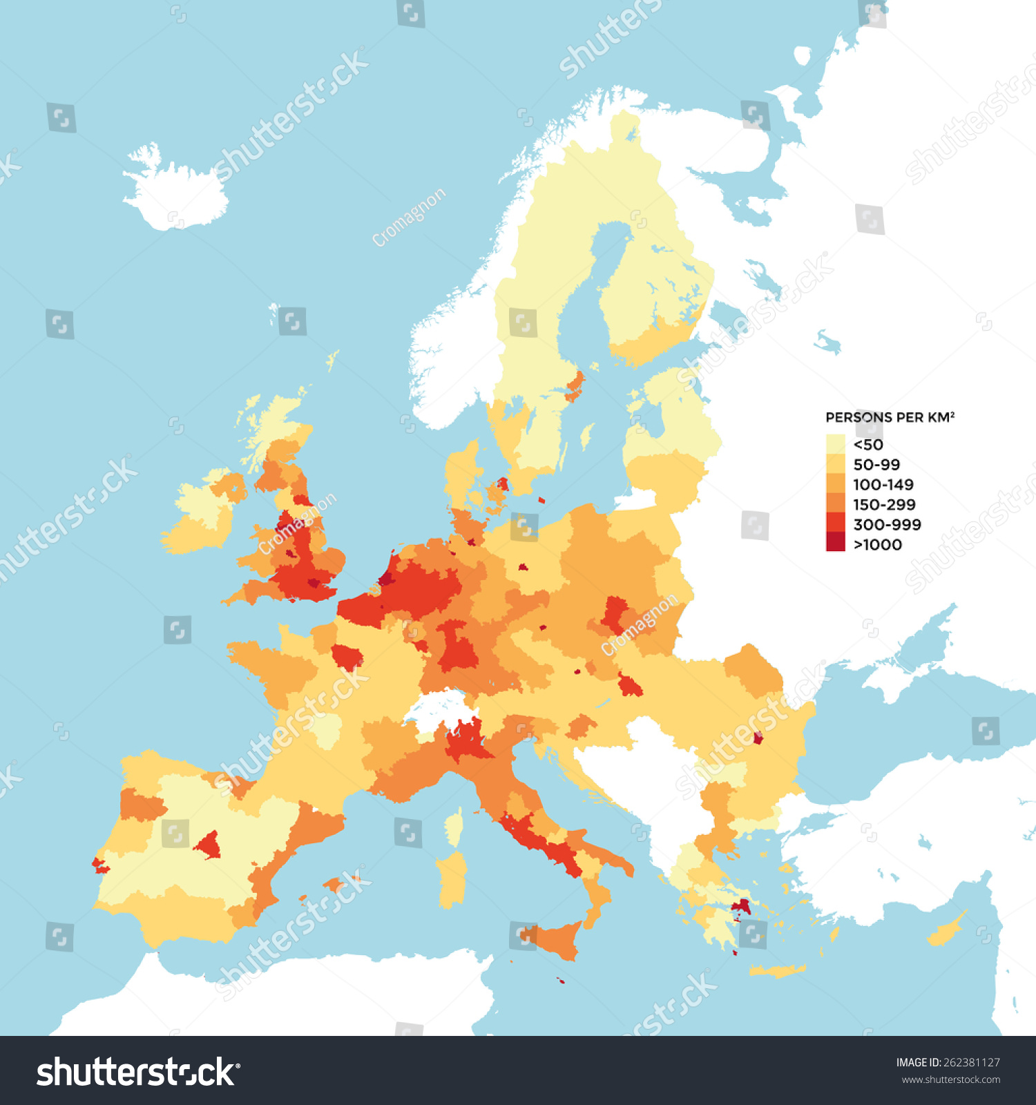 European Union Population Density Map - Royalty Free Stock Vector ...