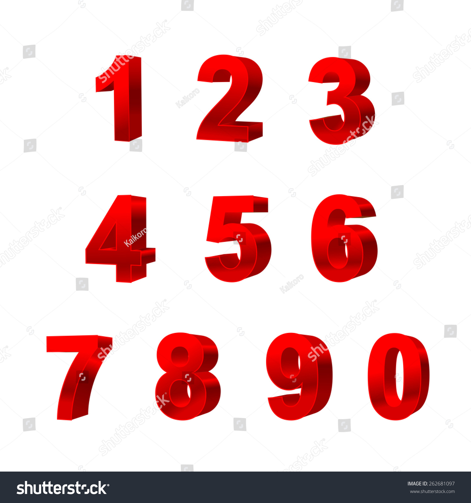 collection of numbers isolated on white background 3D vector illustration #262681097