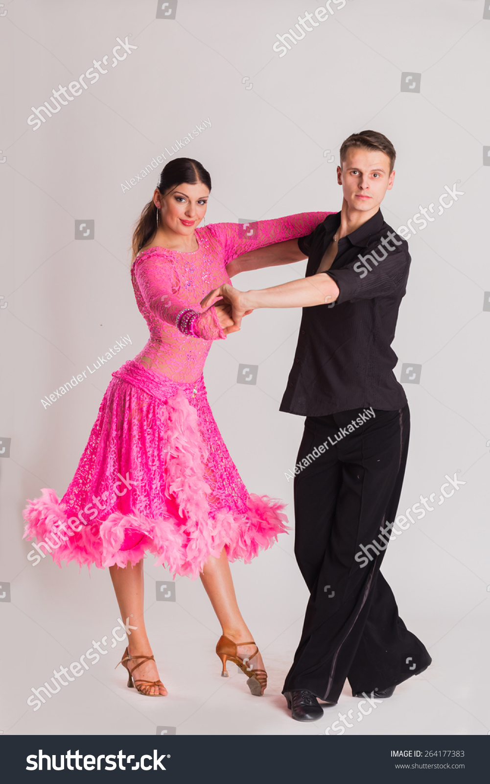 Ballroom Dancing Man And Woman Posing Stock Photo