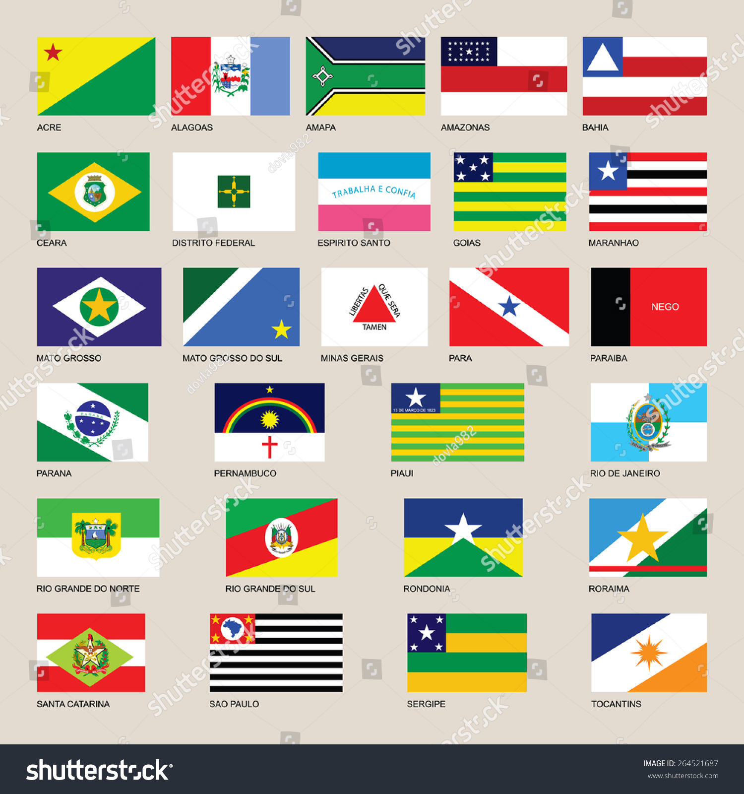 Brasil.Brazil symbols and states flags. Brazil - Royalty Free Stock ...