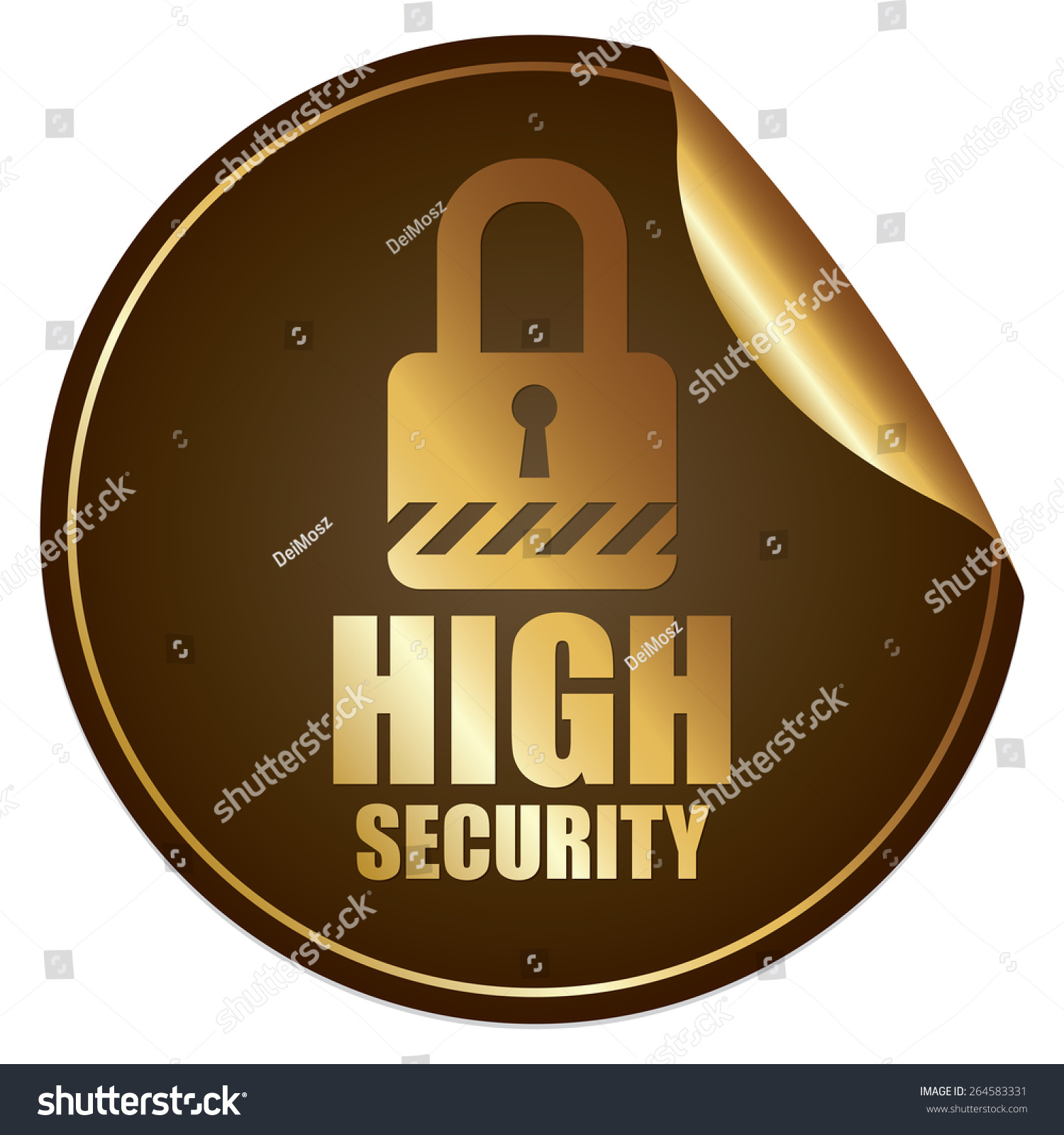 Brown Metallic High Security Sticker, Icon or Label Isolated on White Background  #264583331