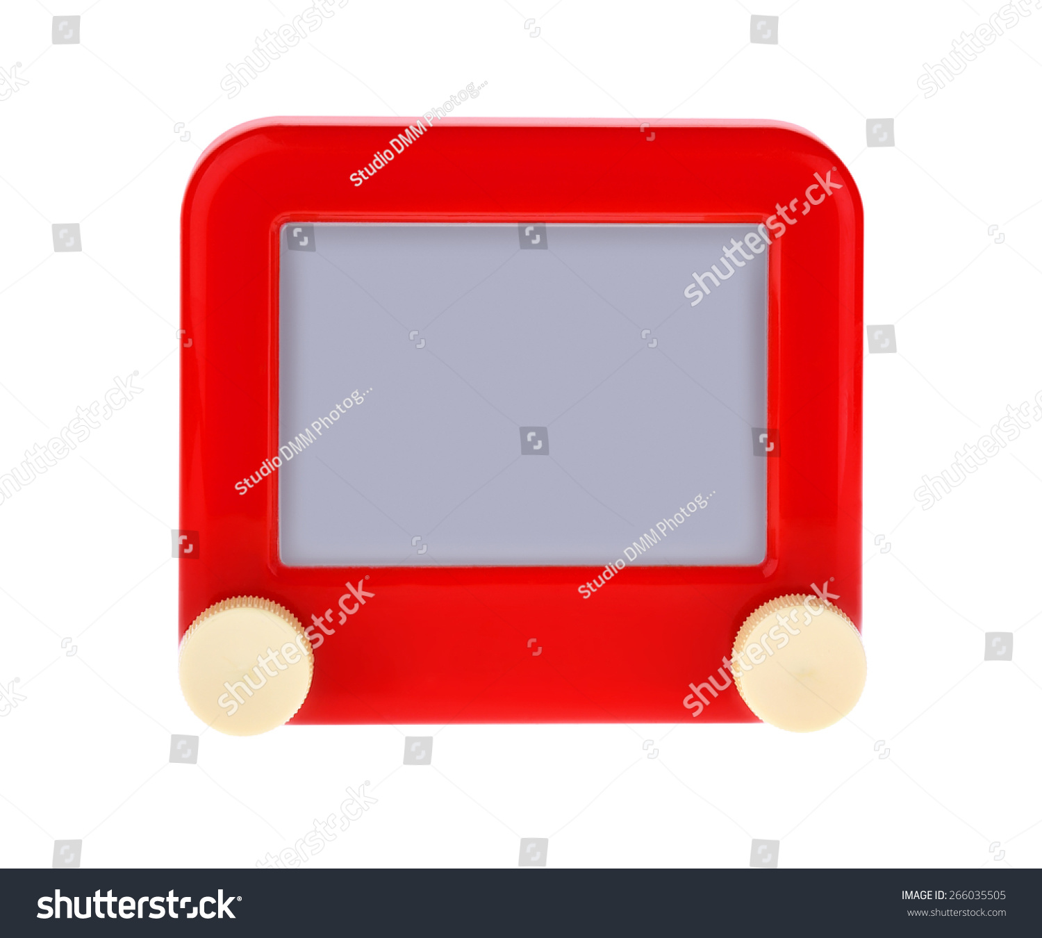 Etch A Message on a Red Sketch Board Isolated on White. #266035505