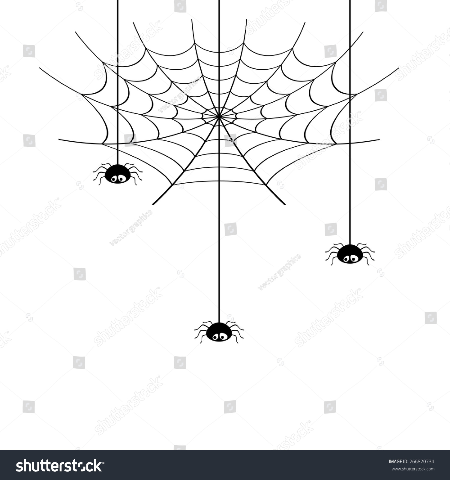 Vector spider web and small spider on a white background. #266820734